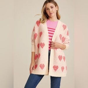 Maurices Teddy Heart Love Cardigan Women Size XL Oversized Knit Open Front